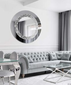 Mirror-Wall-Mirror-Glamour-Graphite-Round-Modern-Decorative