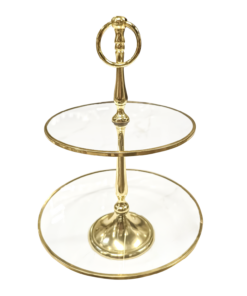 Double PATTERN, round, gold trim, glass, elegant