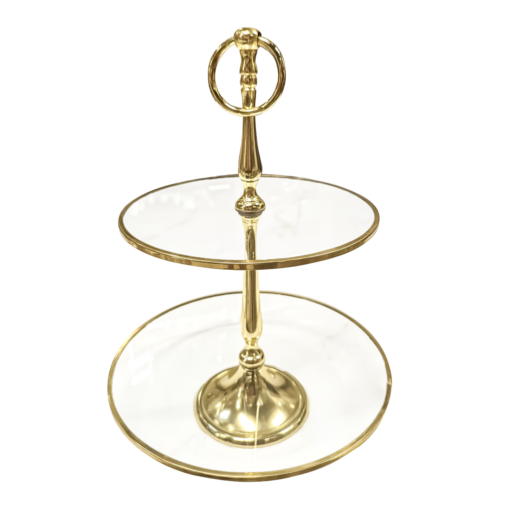 Double PATTERN, round, gold trim, glass, elegant