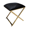 PUFATABORET natural leather finish, gold legs, stainless steel, black seat, glamour