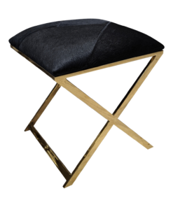 PUFATABORET natural leather finish, gold legs, stainless steel, black seat, glamour