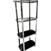 Silver stainless steel bookcase, tempered glass shelves, Large, glamour