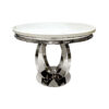 Silver table, unique modern rounded base shape, marble top, glamour, beautiful