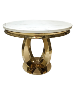 GOLD TABLE, unique modern rounded base shape, marble top, glamour beautiful