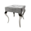 Upholstered TABORET, quilted, silver legs, stainless steel, glamour, grey