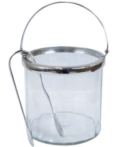 COOLER glass with tongs and handle, silver elements, beautiful