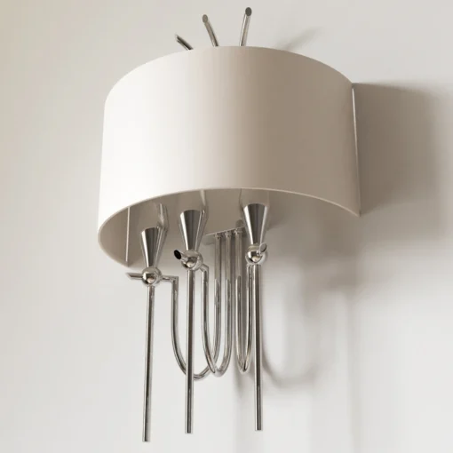 Las Vegas SHINKIT white lampshade, nickel finish, glamour style, exclusive