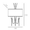 Las Vegas SHINKIT white lampshade, nickel finish, glamour style, dimensions