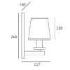 LONDON SHINKIT single point, silver finish, black lampshade in New York style, dimensions