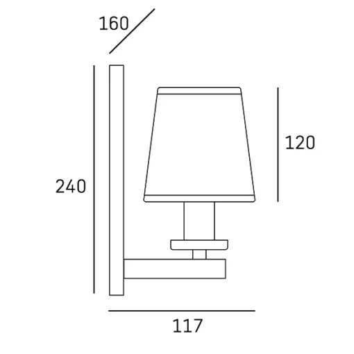 LONDON SHINKIT single point, silver finish, black lampshade in New York style, dimensions