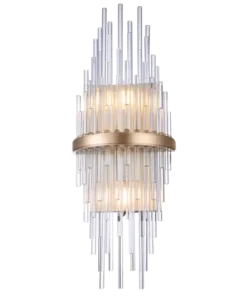 Reykjavik glass wall lamp, ice icicle effect, champagne frame, exclusive, BEAUTIFUL