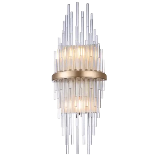 Reykjavik glass wall lamp, ice icicle effect, champagne frame, exclusive, BEAUTIFUL