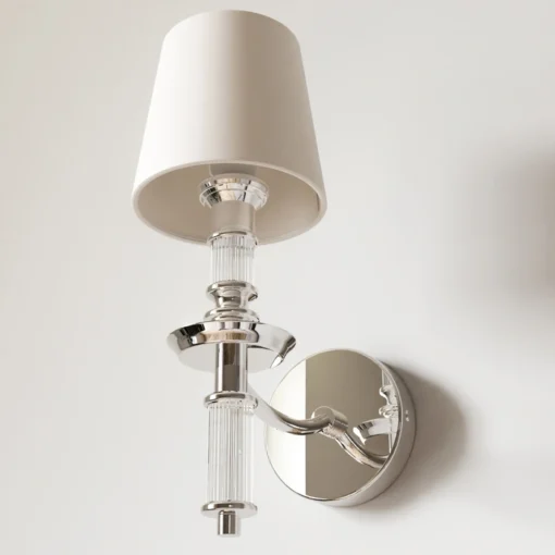 SHINKIT Siena crystal embellishments, nickel-plated frame, white lampshade, elegant, unique