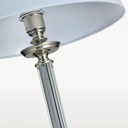 Siena floor lamp nickel-plated finish, crystal decoration, white lampshade, glamour style, decorative