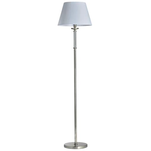 Siena FLOOR LAMP nickel-plated finish, crystal decoration, white lampshade, glamour style, beautiful