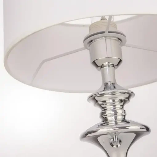 Abu Dhabi table lamp silver base, white lampshade, Hampton style, elegant