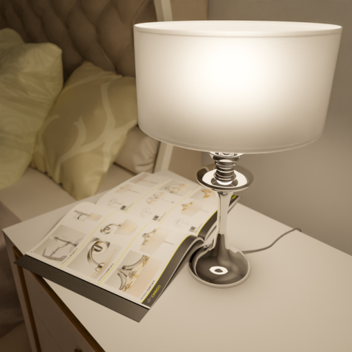 Abu Dhabi table lamp silver base, white lampshade, Hampton style, classic