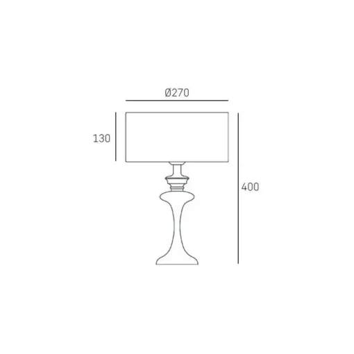 Abu Dhabi table lamp silver base, white lampshade, Hampton style, dimensions