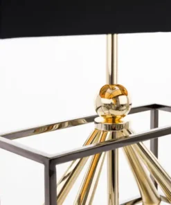 Quito table lamp gold base, black lampshade, glamour finish, exclusive