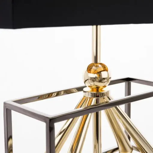 Quito table lamp gold base, black lampshade, glamour finish, exclusive