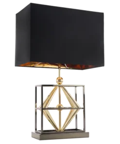 Quito table lamp gold base, black lampshade, glamour finish, beautiful