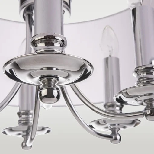 Abu Dhabi silver pendant lamp, white lampshade, classic, decorative