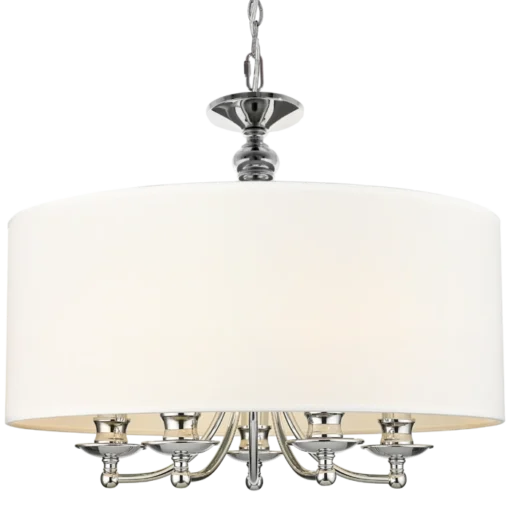 Abu Dhabi silver pendant lamp, white lampshade, classic, beautiful