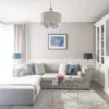 Abu Dhabi silver pendant lamp, white lampshade, classic, hampton style