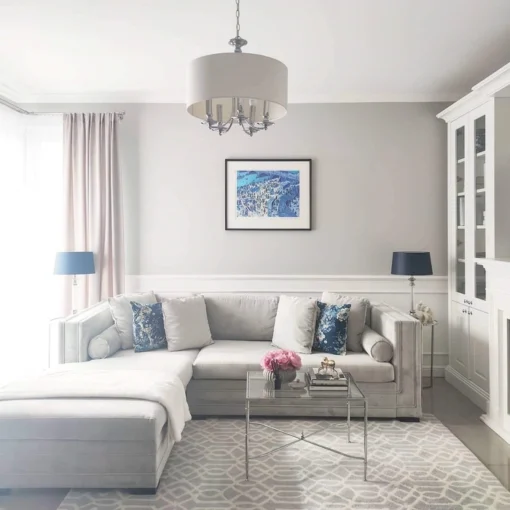 Abu Dhabi silver pendant lamp, white lampshade, classic, hampton style
