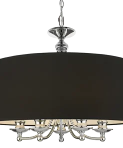 Abu Dhabi silver pendant lamp, black lampshade, classic