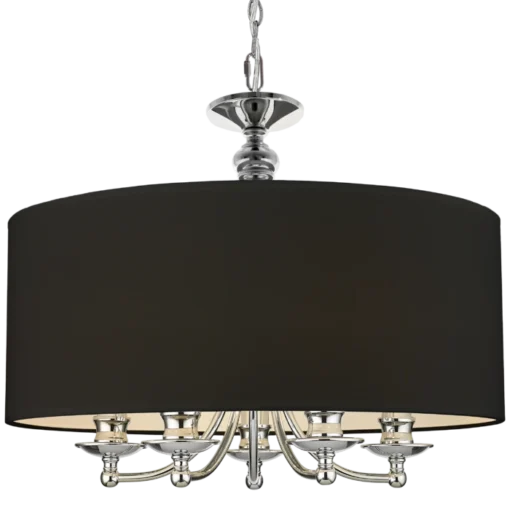 Abu Dhabi silver pendant lamp, black lampshade, classic