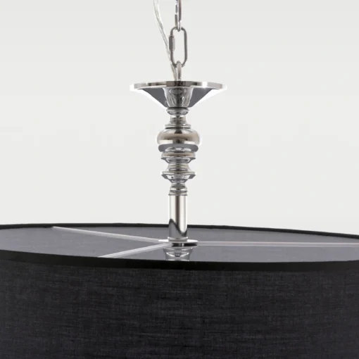 Abu Dhabi silver pendant lamp, black lampshade, classic, hampton