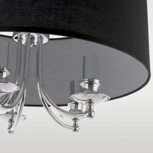 Abu Dhabi silver pendant lamp, black lampshade, classic, beautiful