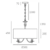 Abu Dhabi silver pendant lamp, black lampshade, classic, dimensions