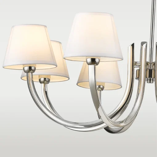 Atlanta pendant lamp nickel-plated frame, white lampshades, classic, exclusive