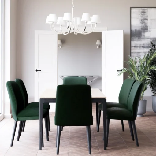Atlanta pendant lamp nickel-plated frame, white lampshades, classic, ceiling.