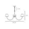 Atlanta pendant lamp nickel-plated frame, white lampshades, classic, dimensions
