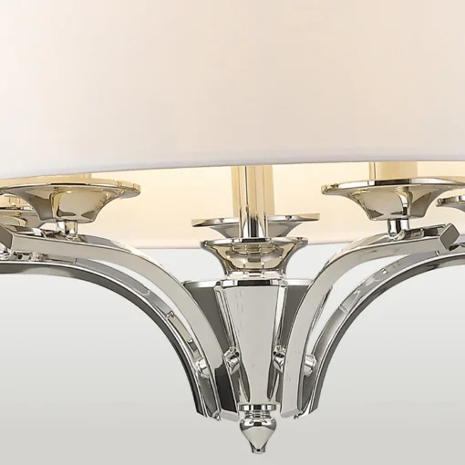 Atlanta round pendant lamp with white lampshade, nickel-plated details, classic, decorative