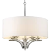 Atlanta round pendant lamp with white lampshade, nickel-plated details, classic, elegant