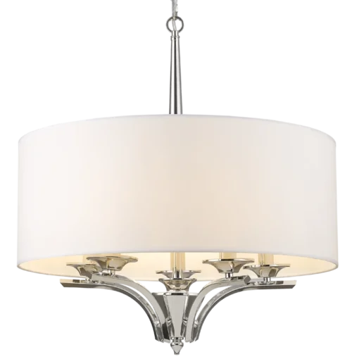 Atlanta round pendant lamp with white lampshade, nickel-plated details, classic, elegant