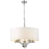 Atlanta round pendant lamp with white lampshade, nickel-plated details, classic, beautiful