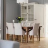 Atlanta round pendant lamp with white lampshade, nickel-plated details, classic, unique