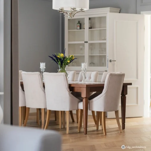 Atlanta round pendant lamp with white lampshade, nickel-plated details, classic, unique