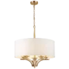 Atlanta round pendant lamp with white lampshade, gold details, classic style, elegant