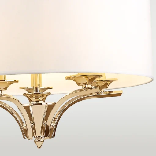 Atlanta round pendant lamp with white lampshade, gold details, classic style, unique
