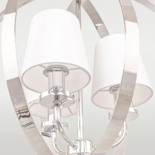 Berlin metal pendant lamp, silver finish, white lampshades, glamour style, decorative