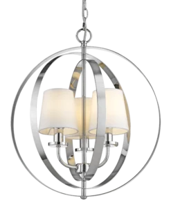 Berlin metal pendant lamp, silver finish, white lampshades, glamour style, beautiful