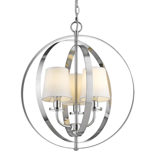 Berlin metal pendant lamp, silver finish, white lampshades, glamour style, beautiful