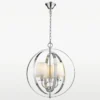 Berlin metal pendant lamp, silver finish, white lampshades, glamour style, unique