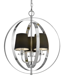 Berlin metal pendant lamp, silver finish, black lampshades, glamour style, beautiful